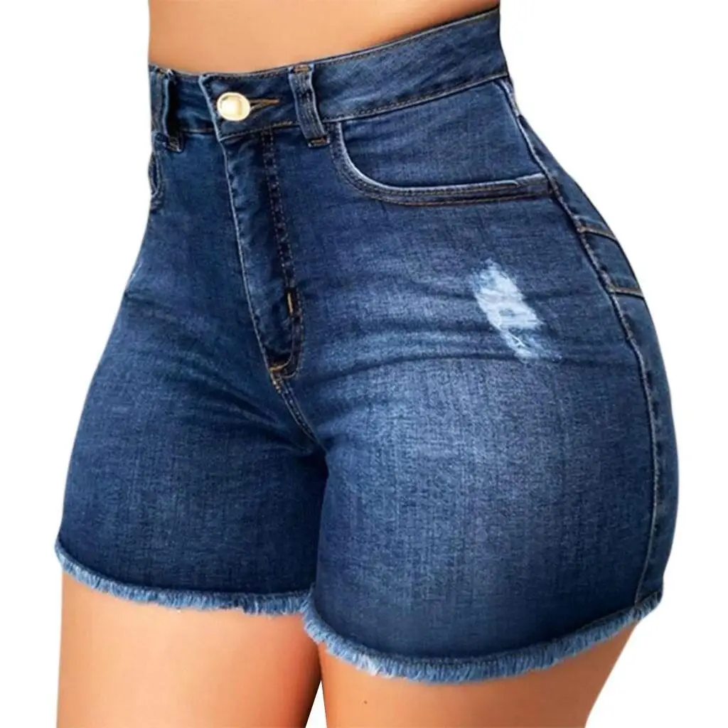 Ripped Tassel Denim Shorts for Women Elastic Slim Fit - Image 5