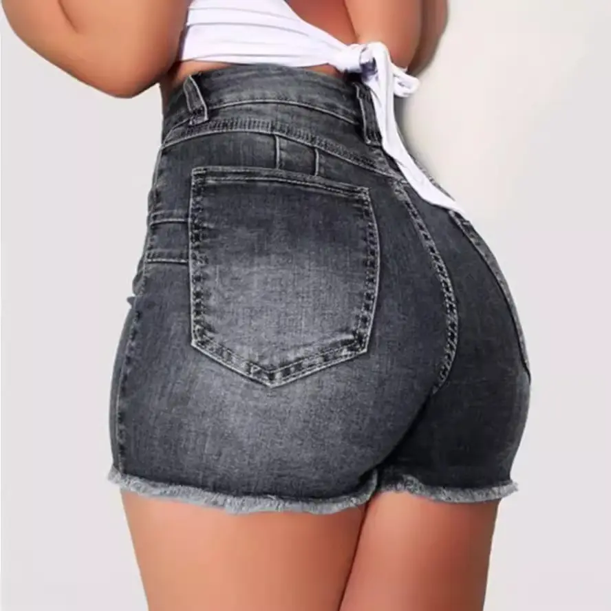 Ripped Tassel Denim Shorts for Women Elastic Slim Fit - Image 6