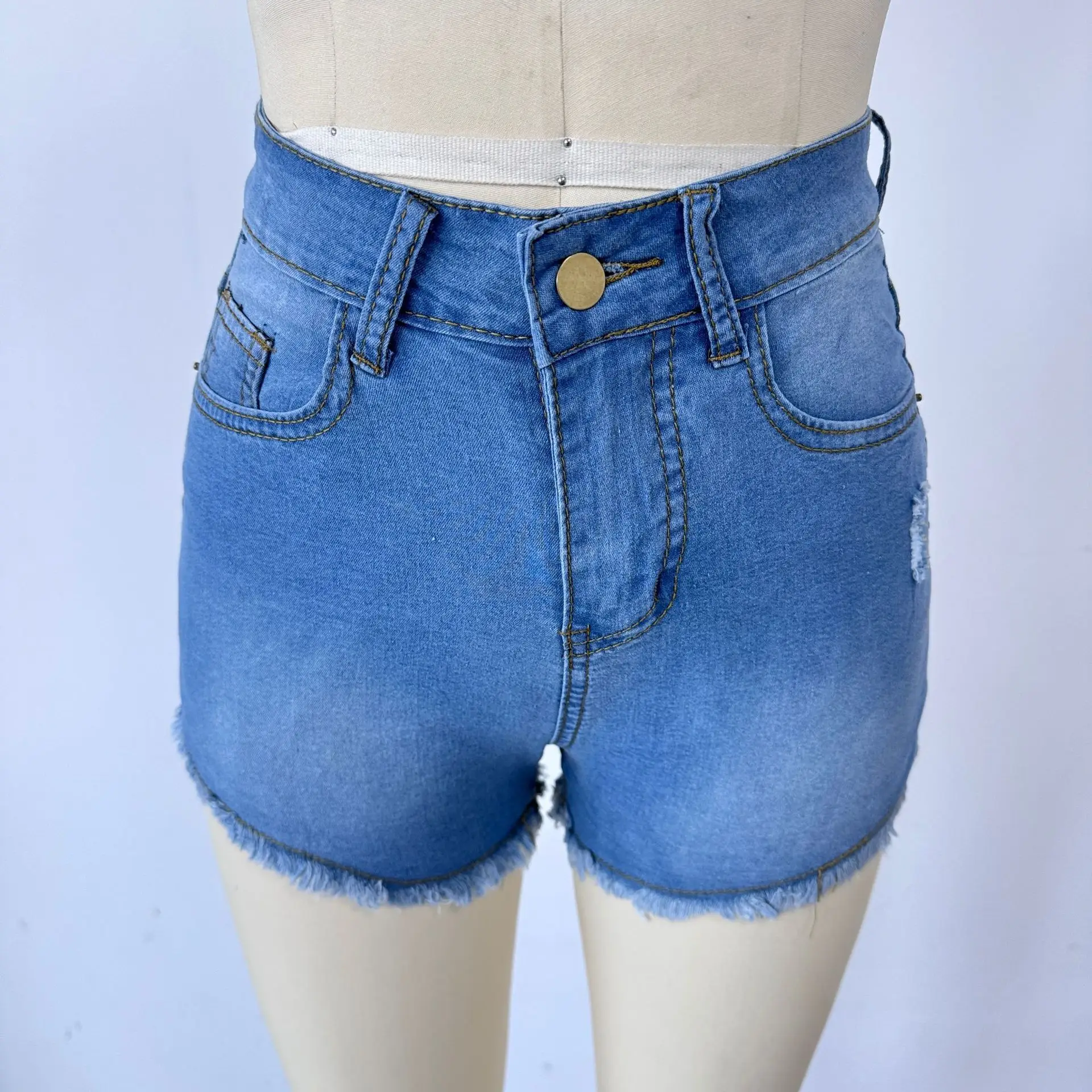 Ripped Tassel Denim Shorts for Women Elastic Slim Fit — feature 4