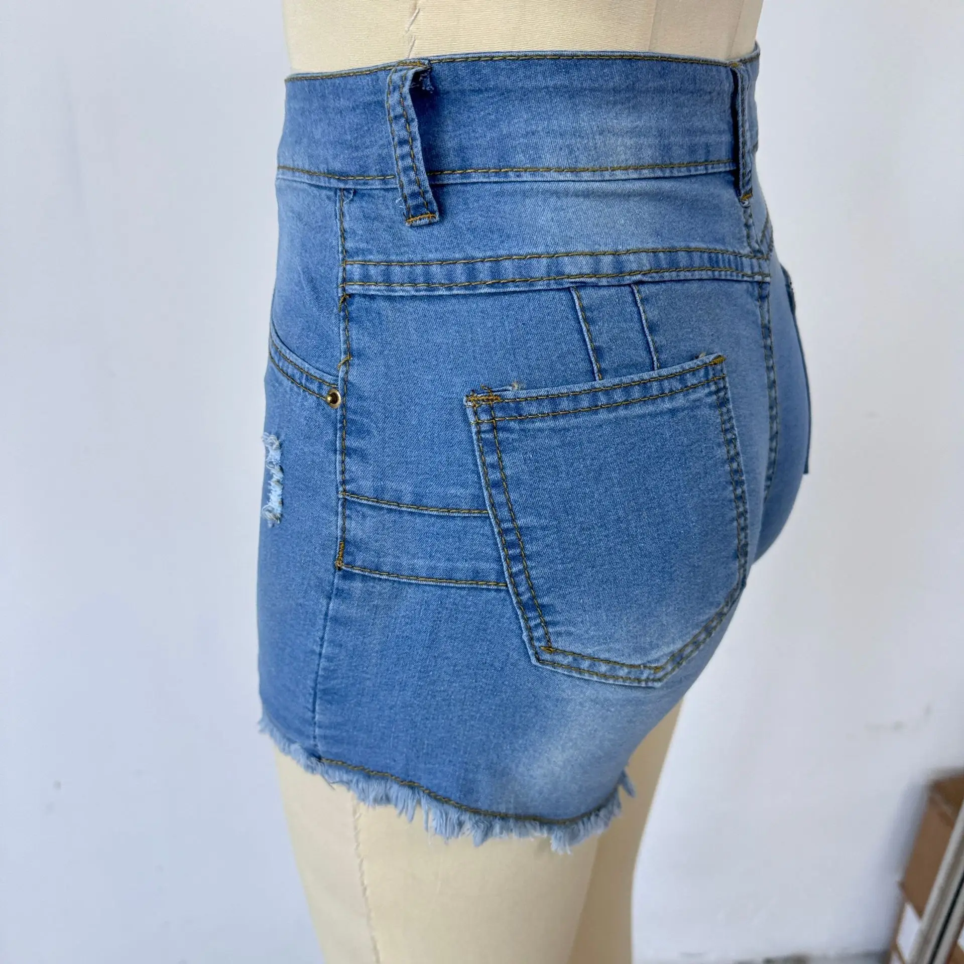 Ripped Tassel Denim Shorts for Women Elastic Slim Fit — feature 5