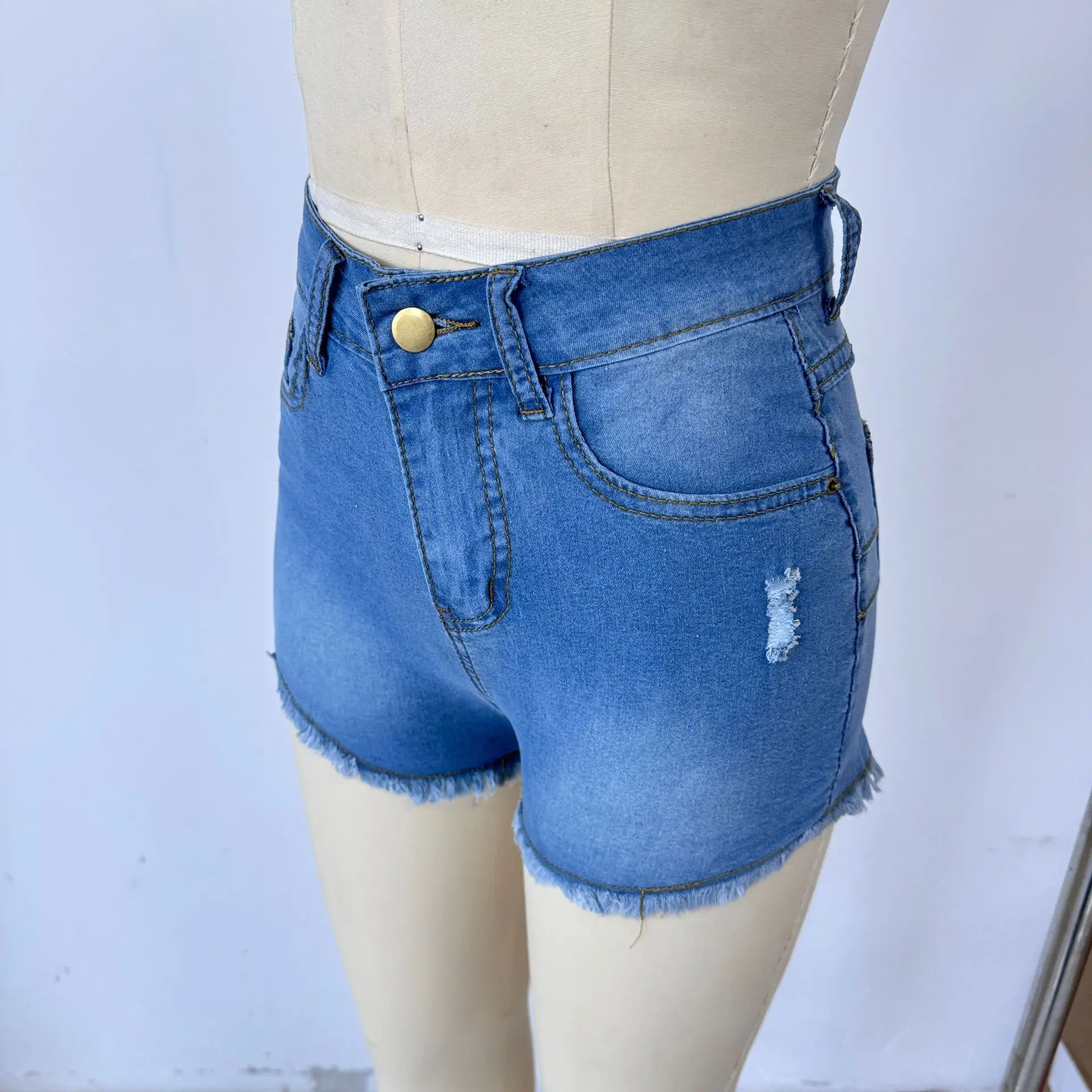 Ripped Tassel Denim Shorts for Women Elastic Slim Fit — feature 6