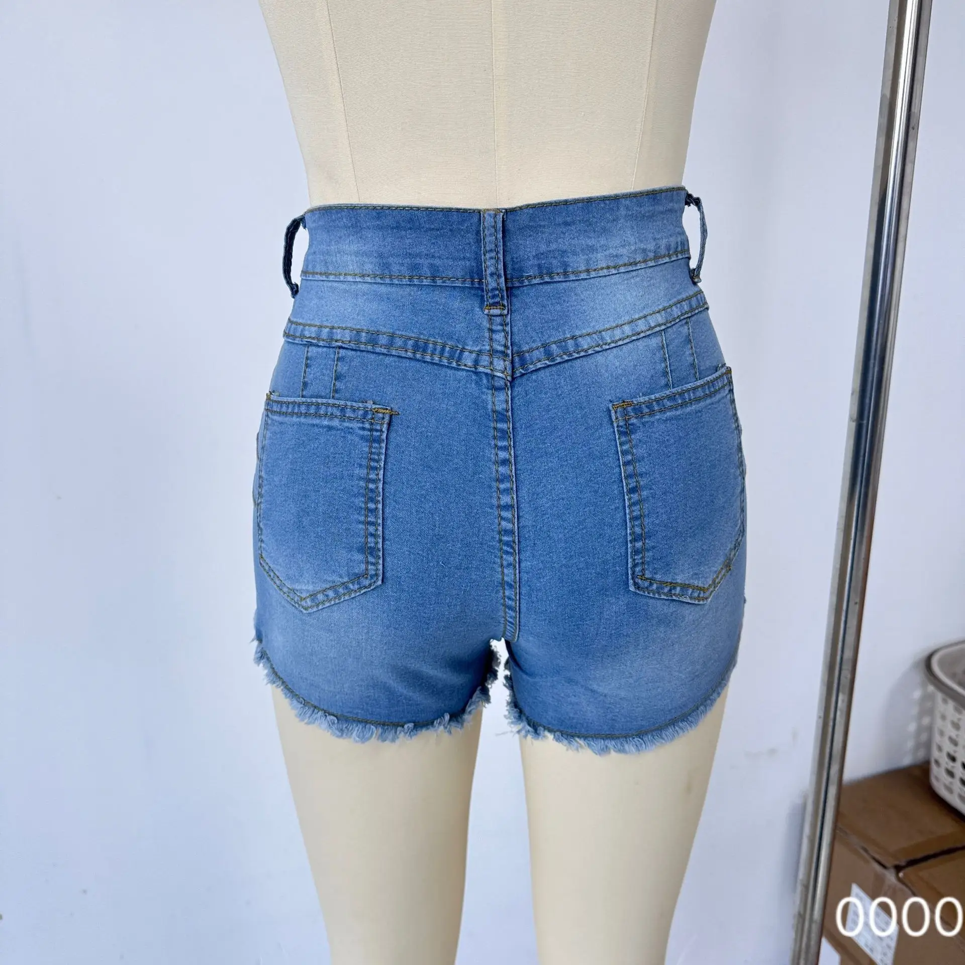 Ripped Tassel Denim Shorts for Women Elastic Slim Fit — feature 7