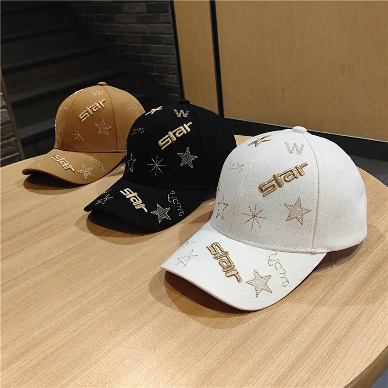 Black Star Embroidered Baseball Cap for Men Women
