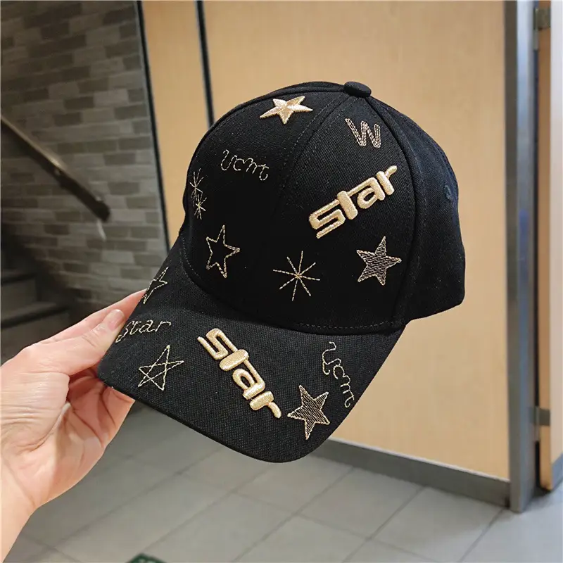 Black Star Embroidered Baseball Cap for Men Women