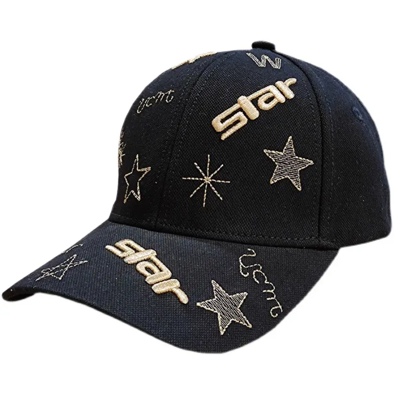 Black Star Embroidered Baseball Cap for Men Women
