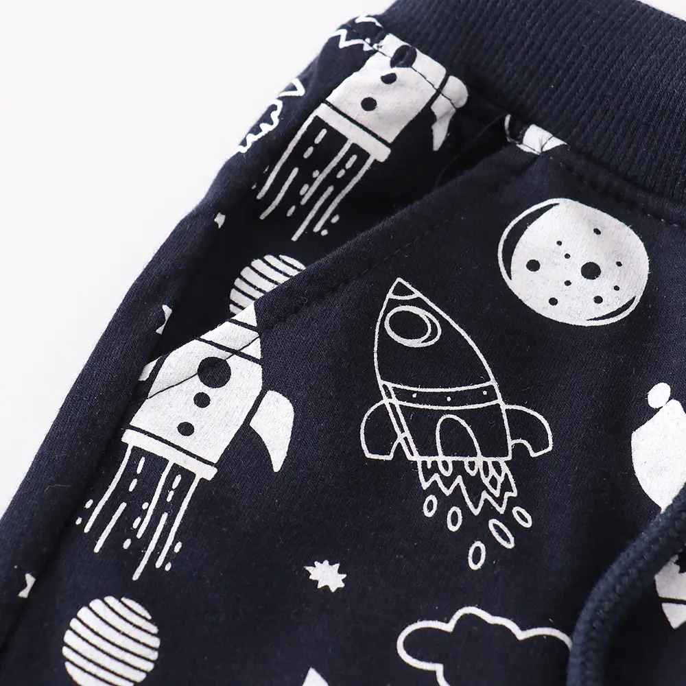 Children's Cotton Space Print Shorts Black - Image 3