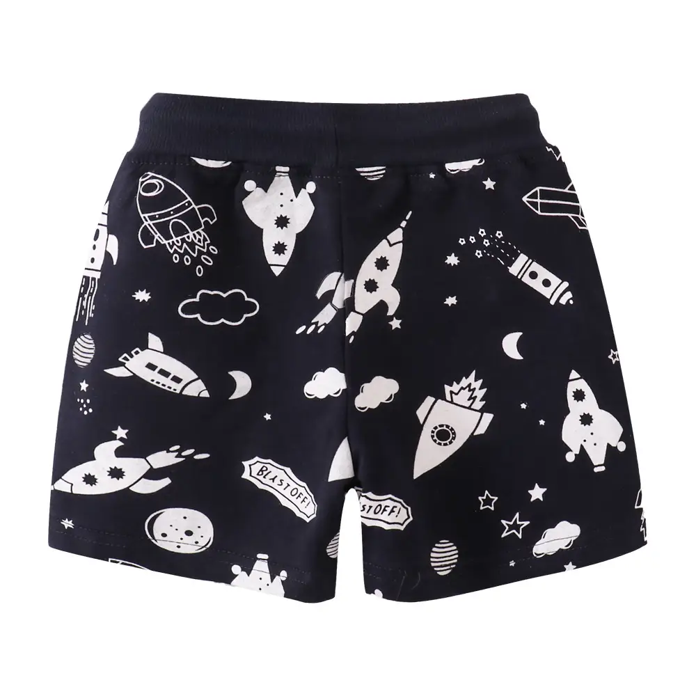 Children's Cotton Space Print Shorts Black - Image 5