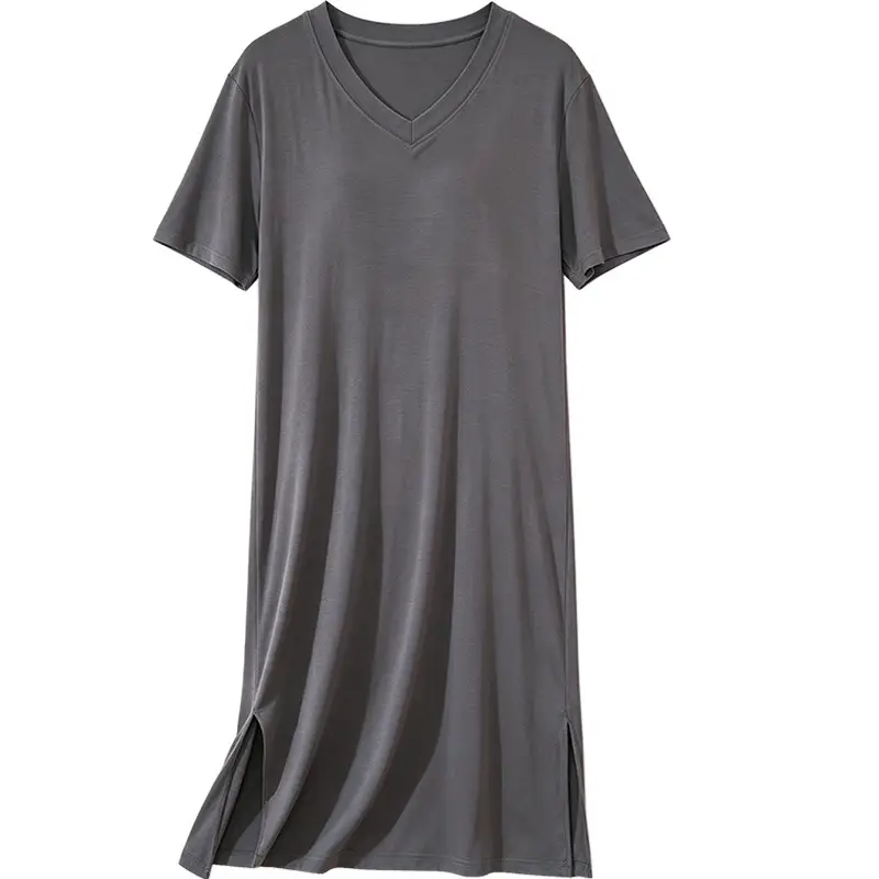 Women's Summer Modal Short-Sleeve Long Nightgown with a High-End Feel, Plus-Size, with Chest Pads, Home Dress, Exclusively for Cross-Border Sales