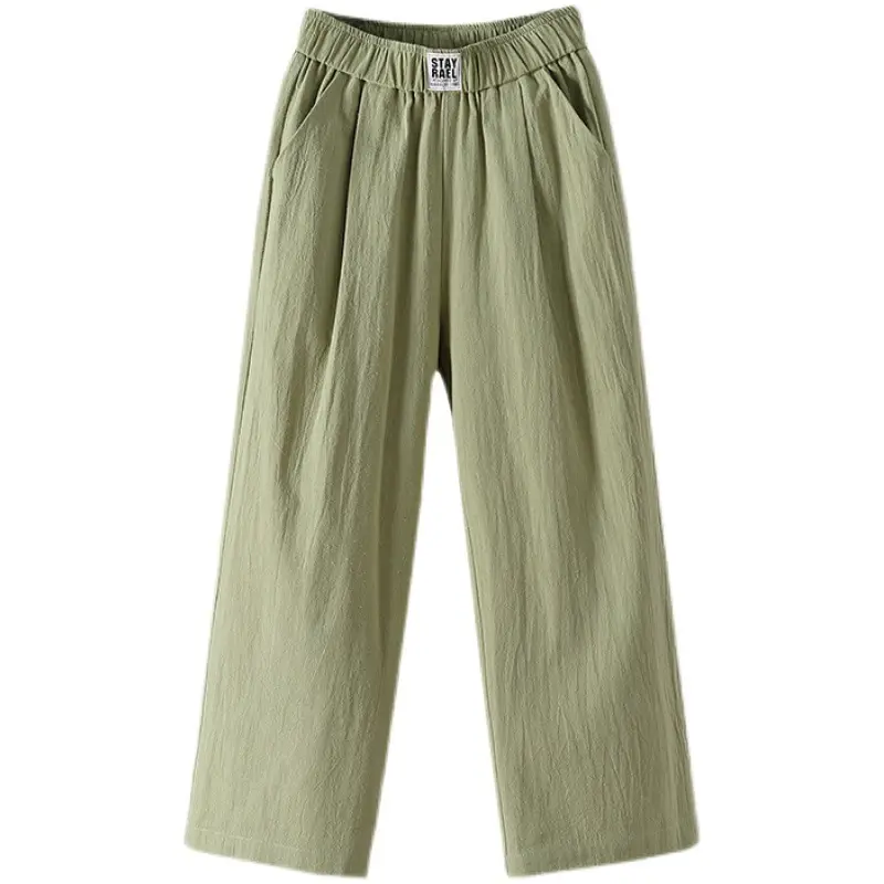 Women Slimming Cotton Linen Pants Gray Plus Size - Image 8