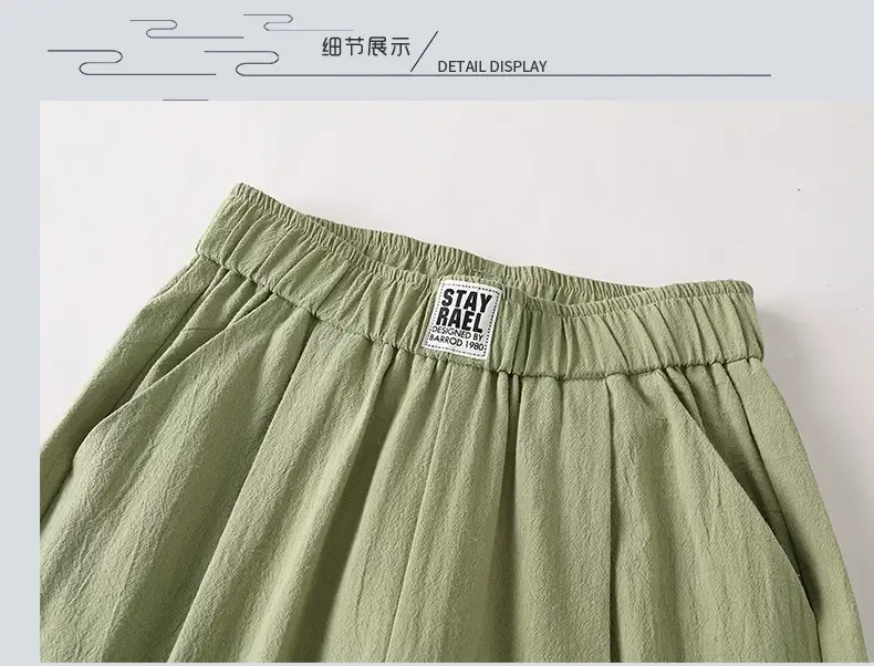 Women Slimming Cotton Linen Pants Gray Plus Size — feature 10
