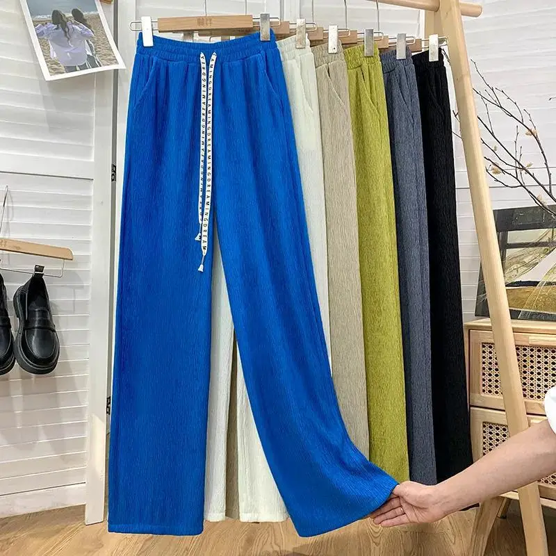 Women Drawstring Wide Leg Pants Black Slimming Casual 2026 - Image 8