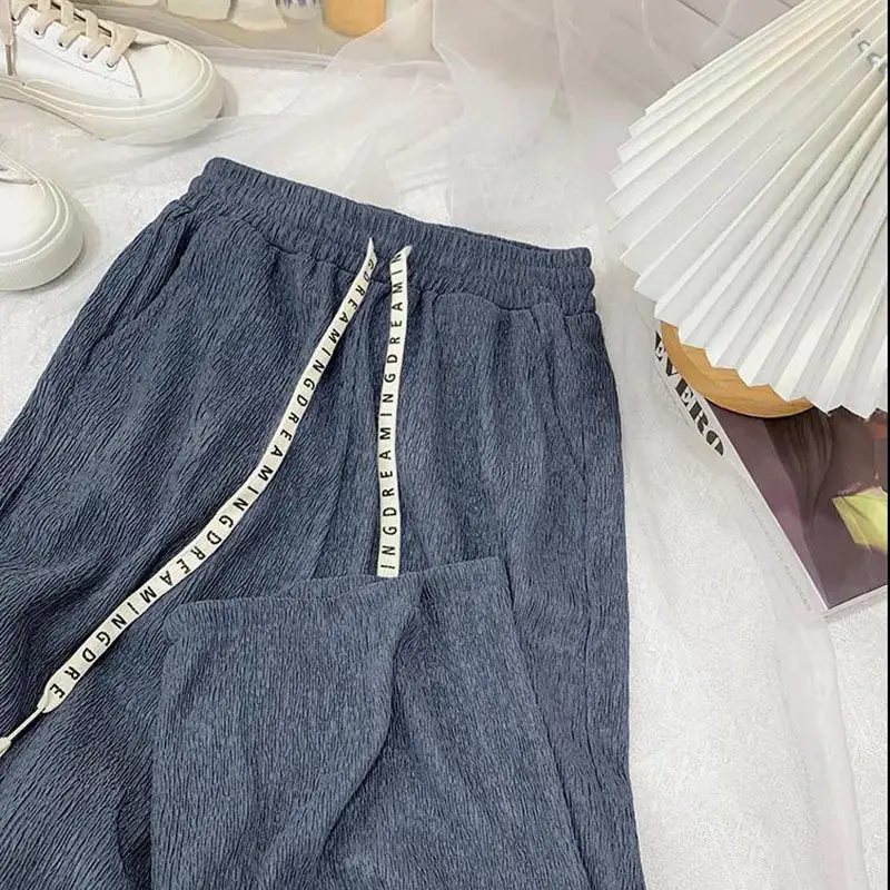 Women Drawstring Wide Leg Pants Black Slimming Casual 2026 - Image 4