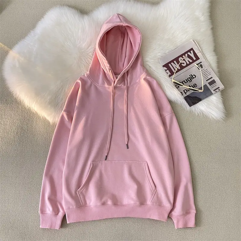 Men Women Hooded Sweatshirt Grey Cotton Neutral Solid - Image 20