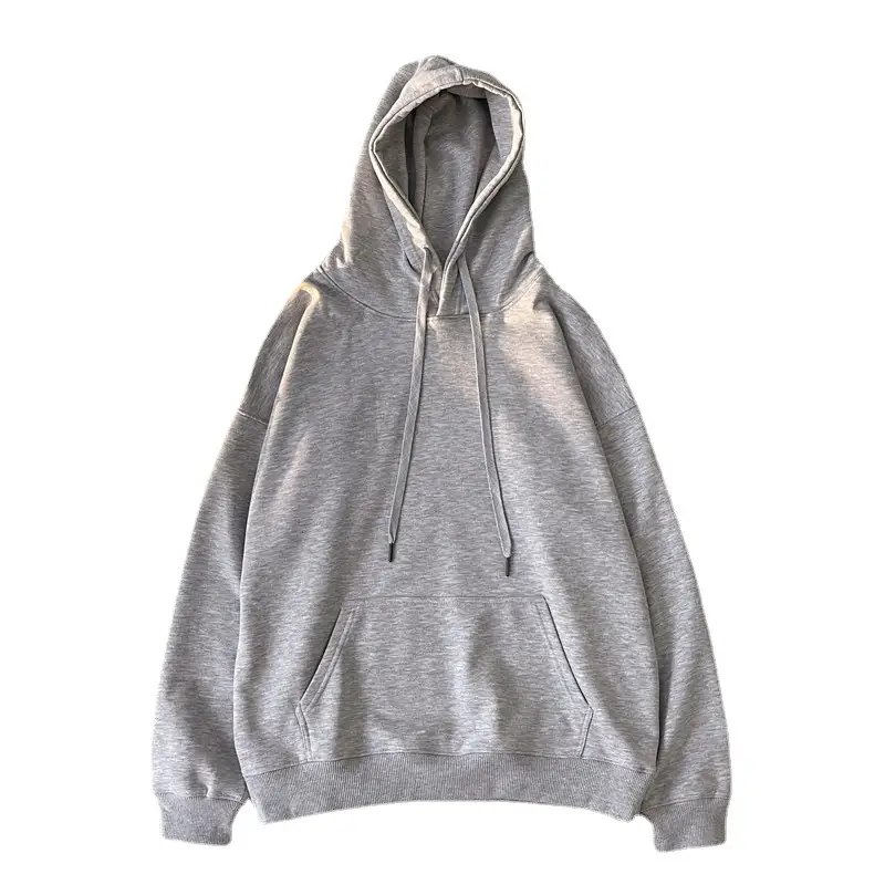 Men Women Hooded Sweatshirt Grey Cotton Neutral Solid - Image 21