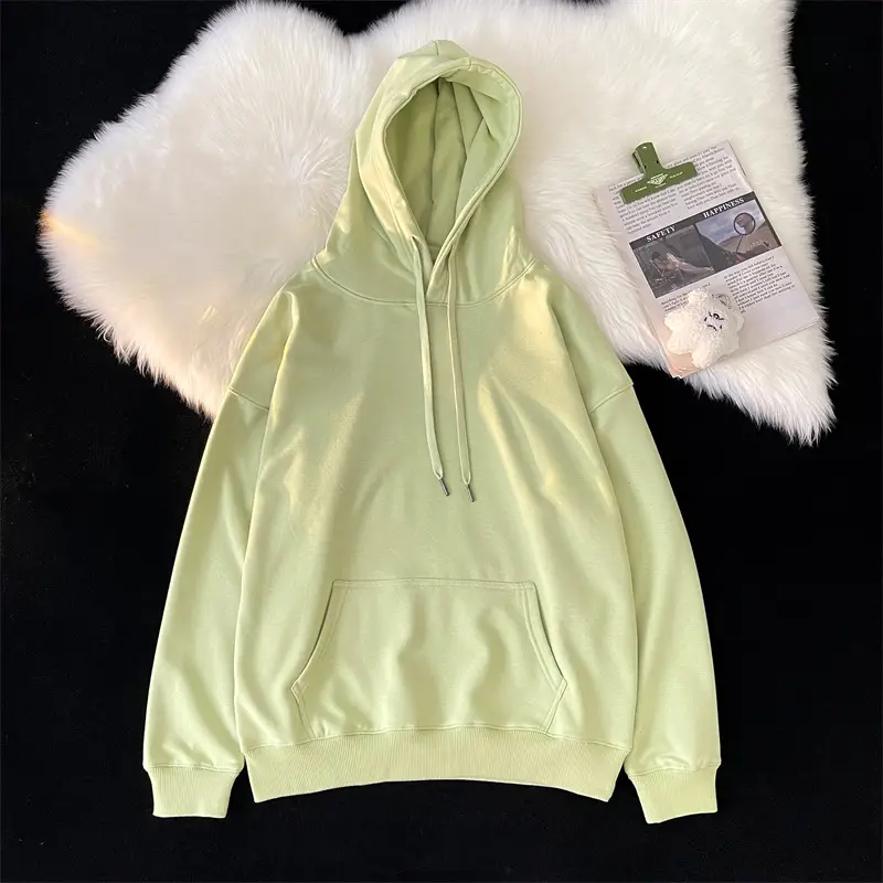 Men Women Hooded Sweatshirt Grey Cotton Neutral Solid - Image 9
