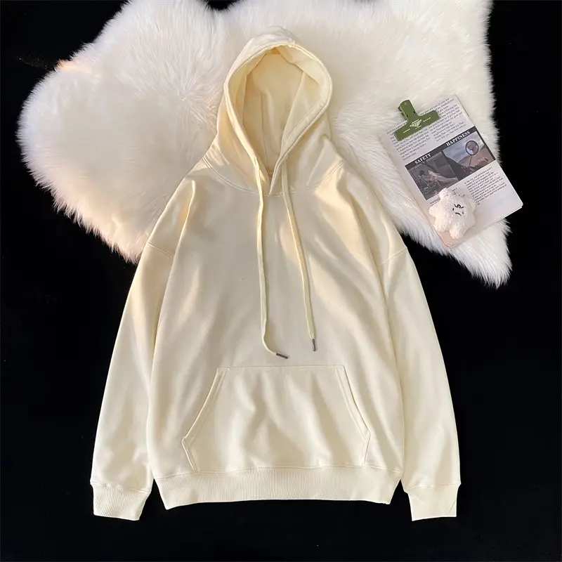 Men Women Hooded Sweatshirt Grey Cotton Neutral Solid - Image 10