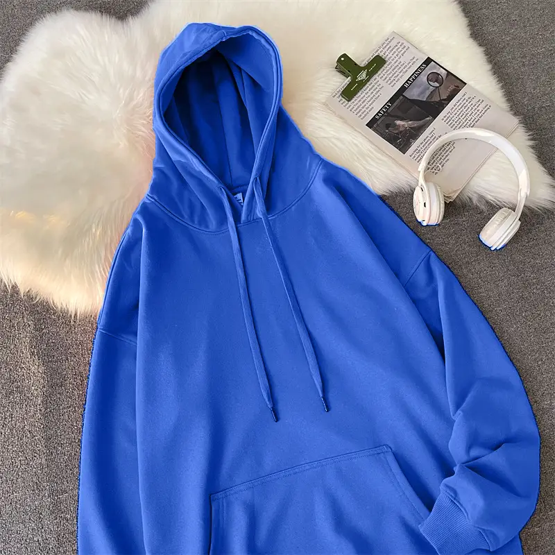 Men Women Hooded Sweatshirt Grey Cotton Neutral Solid - Image 15