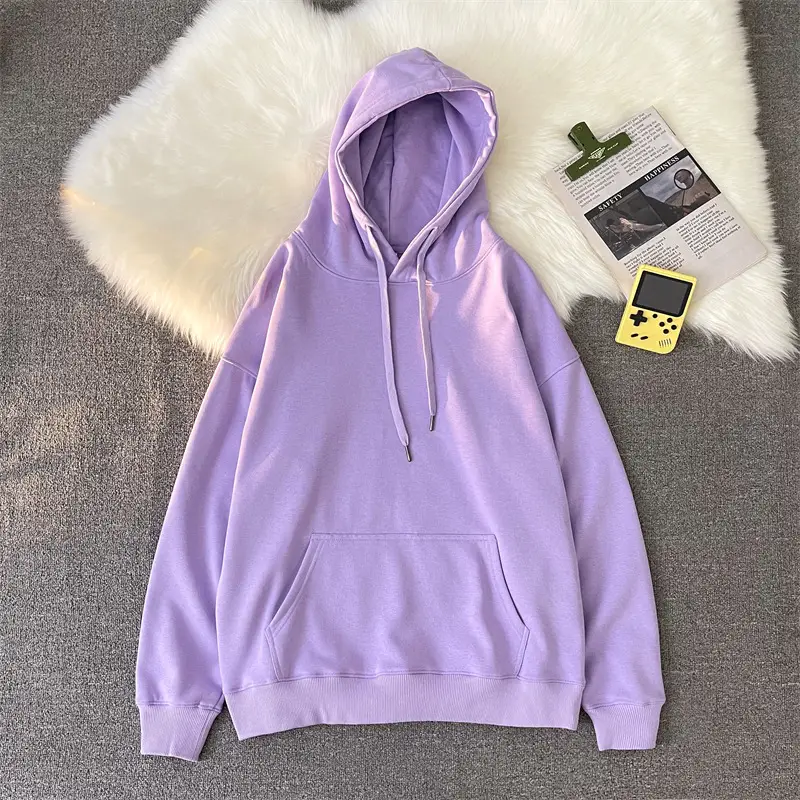 Men Women Hooded Sweatshirt Grey Cotton Neutral Solid - Image 5