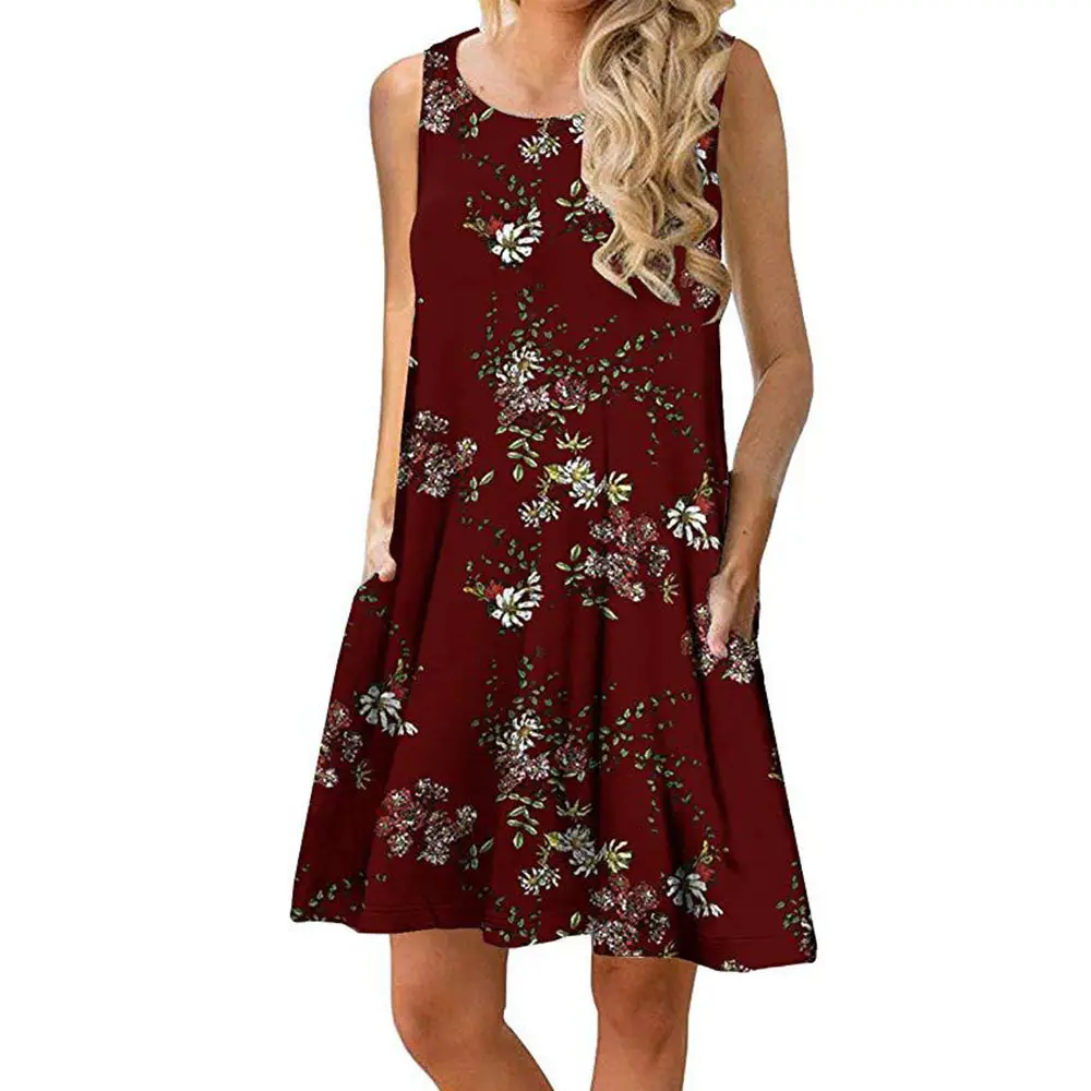 Women's Floral Print Sleeveless Skirt Dress Large Hem - Image 13