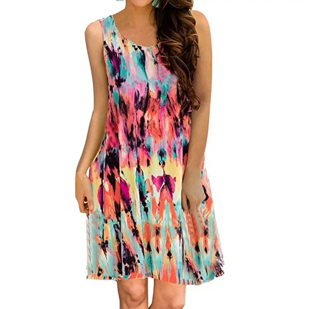 Women's Floral Print Sleeveless Skirt Dress Large Hem - Image 14