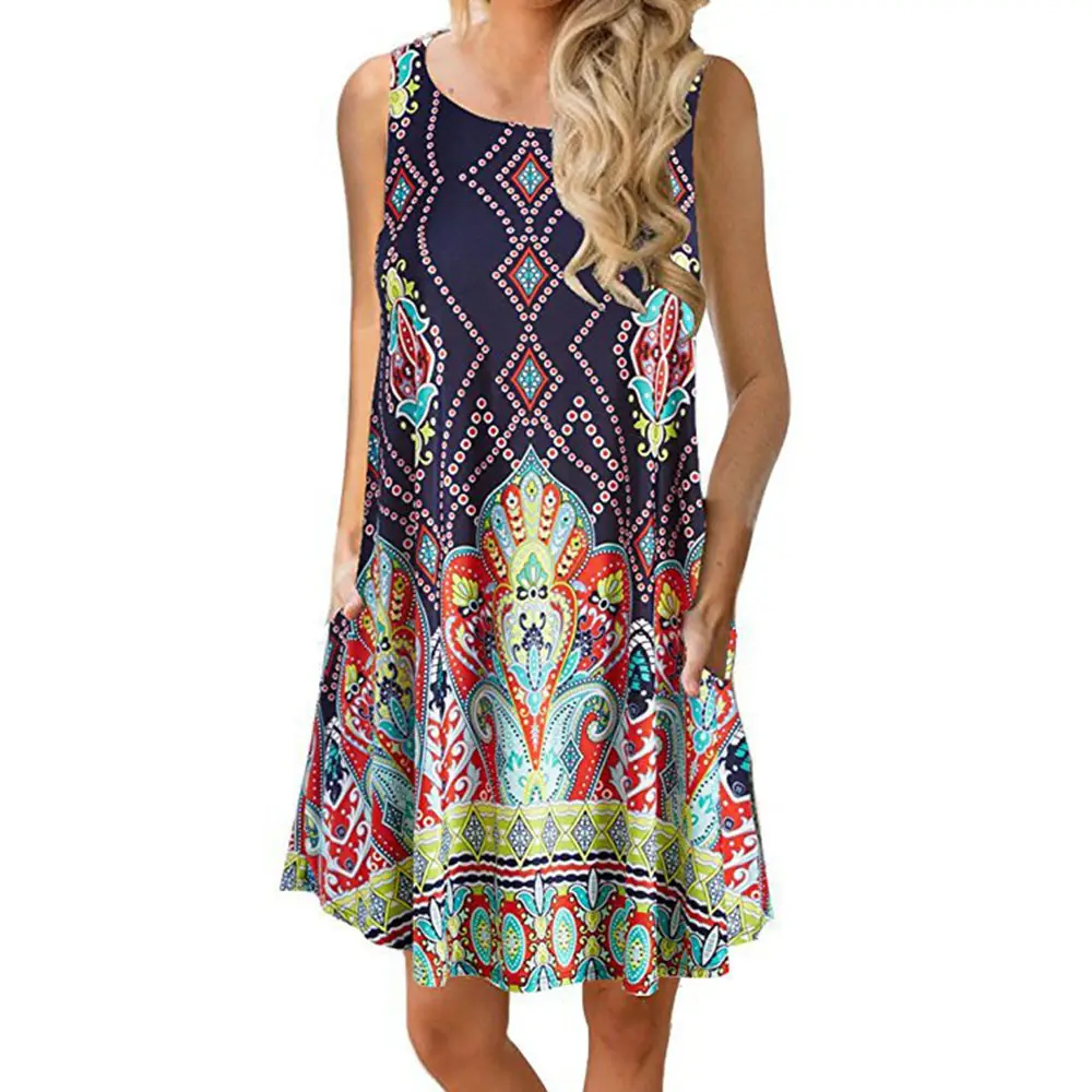 Women's Floral Print Sleeveless Skirt Dress Large Hem - Image 15