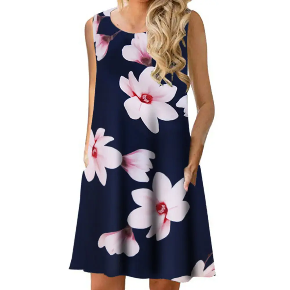 Women's Floral Print Sleeveless Skirt Dress Large Hem - Image 2