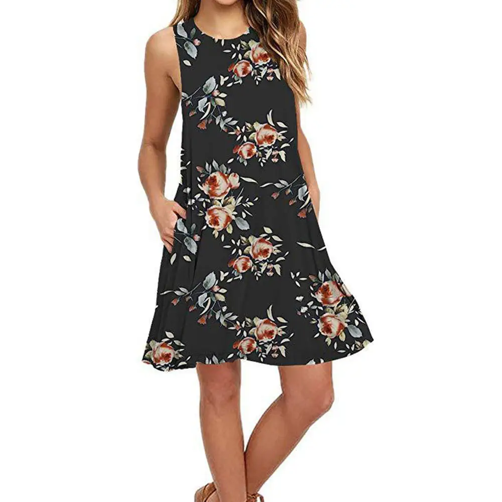 Women's Floral Print Sleeveless Skirt Dress Large Hem - Image 20