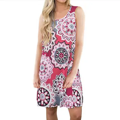 Women's Floral Print Sleeveless Skirt Dress Large Hem - Image 22