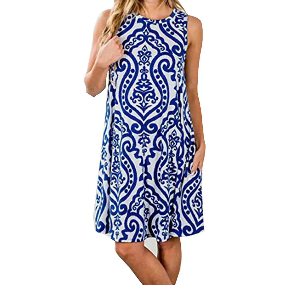 Women's Floral Print Sleeveless Skirt Dress Large Hem - Image 26