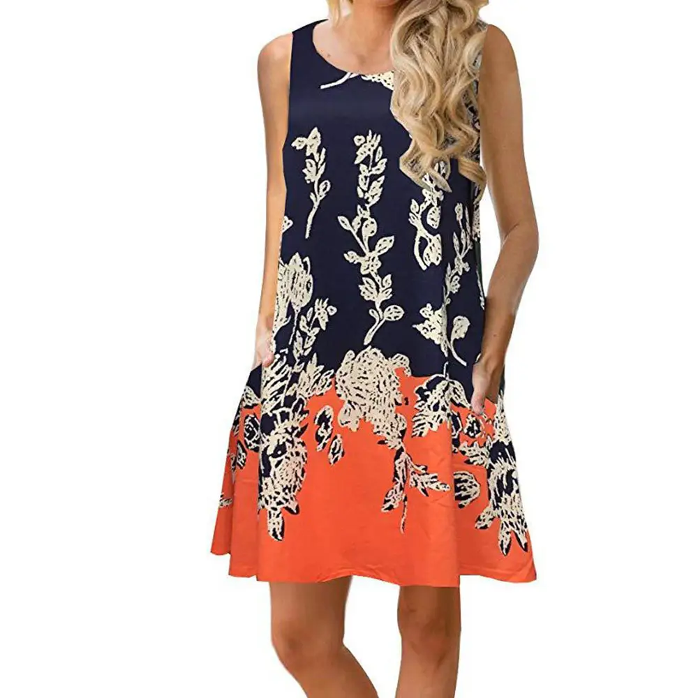 Women's Floral Print Sleeveless Skirt Dress Large Hem - Image 28