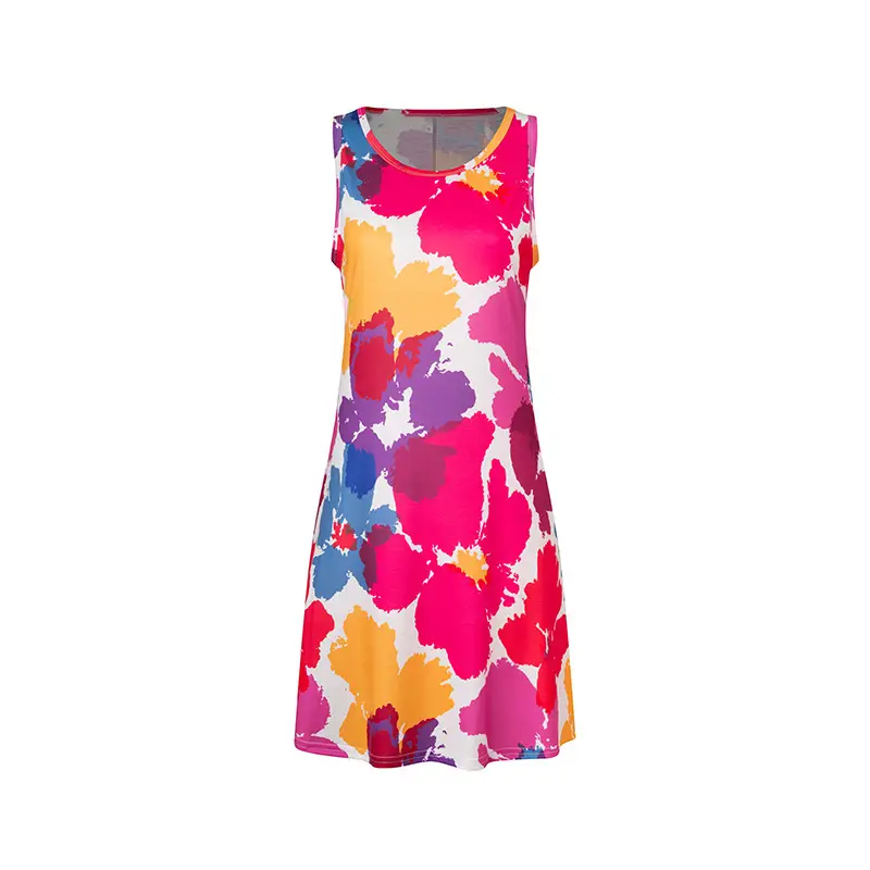 Women's Floral Print Sleeveless Skirt Dress Large Hem - Image 29