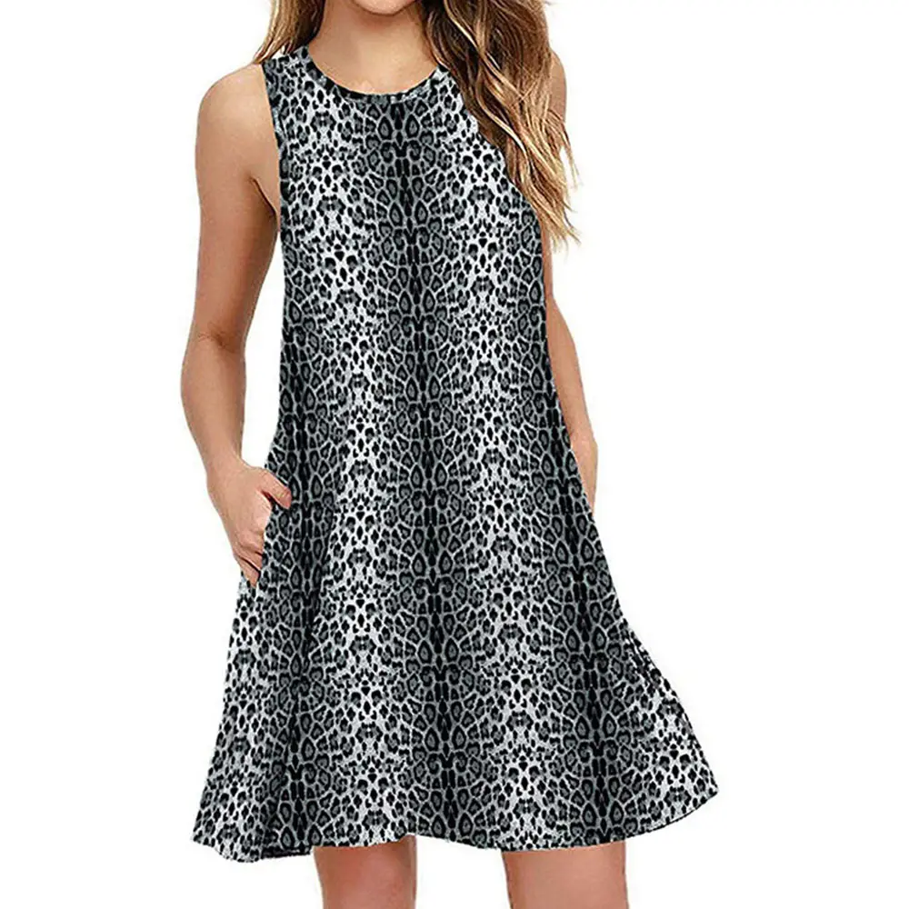 Women's Floral Print Sleeveless Skirt Dress Large Hem - Image 3
