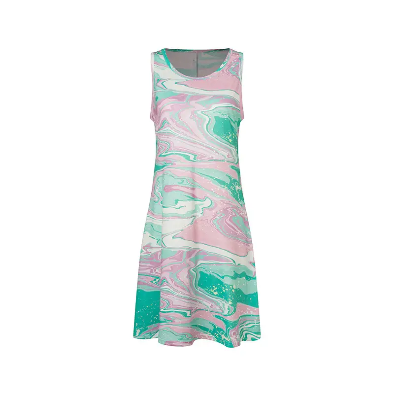 Women's Floral Print Sleeveless Skirt Dress Large Hem - Image 30