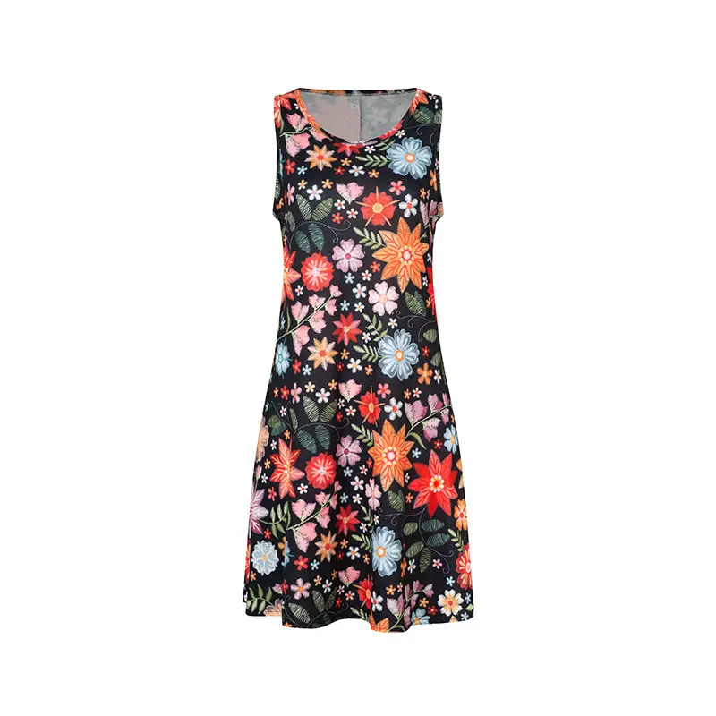 Women's Floral Print Sleeveless Skirt Dress Large Hem - Image 33