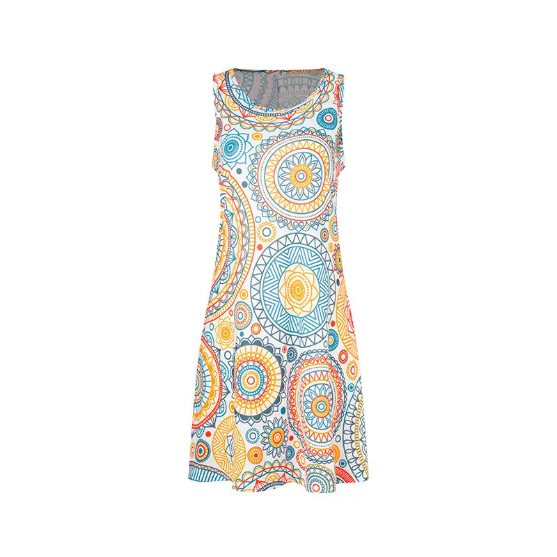 Women's Floral Print Sleeveless Skirt Dress Large Hem - Image 35