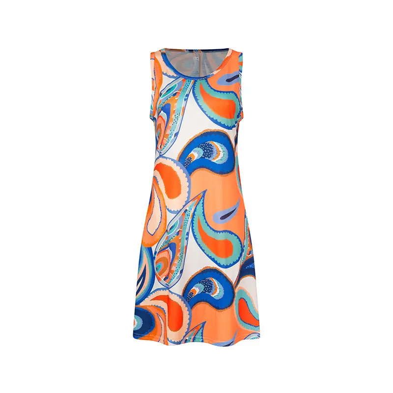 Women's Floral Print Sleeveless Skirt Dress Large Hem - Image 36