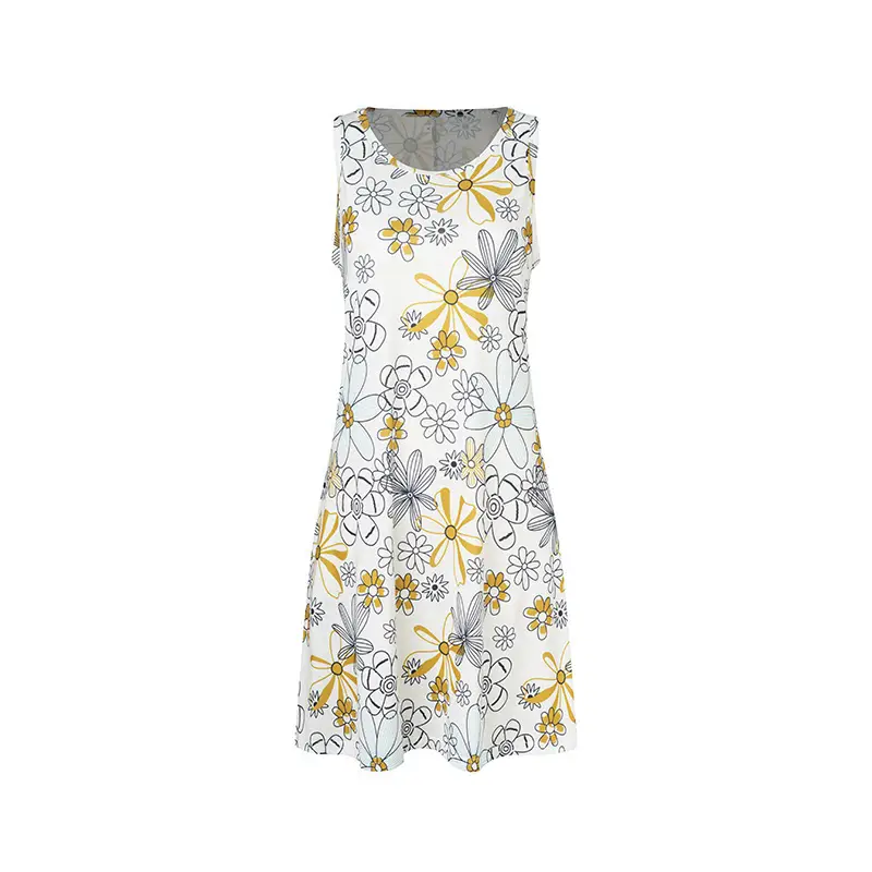 Women's Floral Print Sleeveless Skirt Dress Large Hem - Image 39