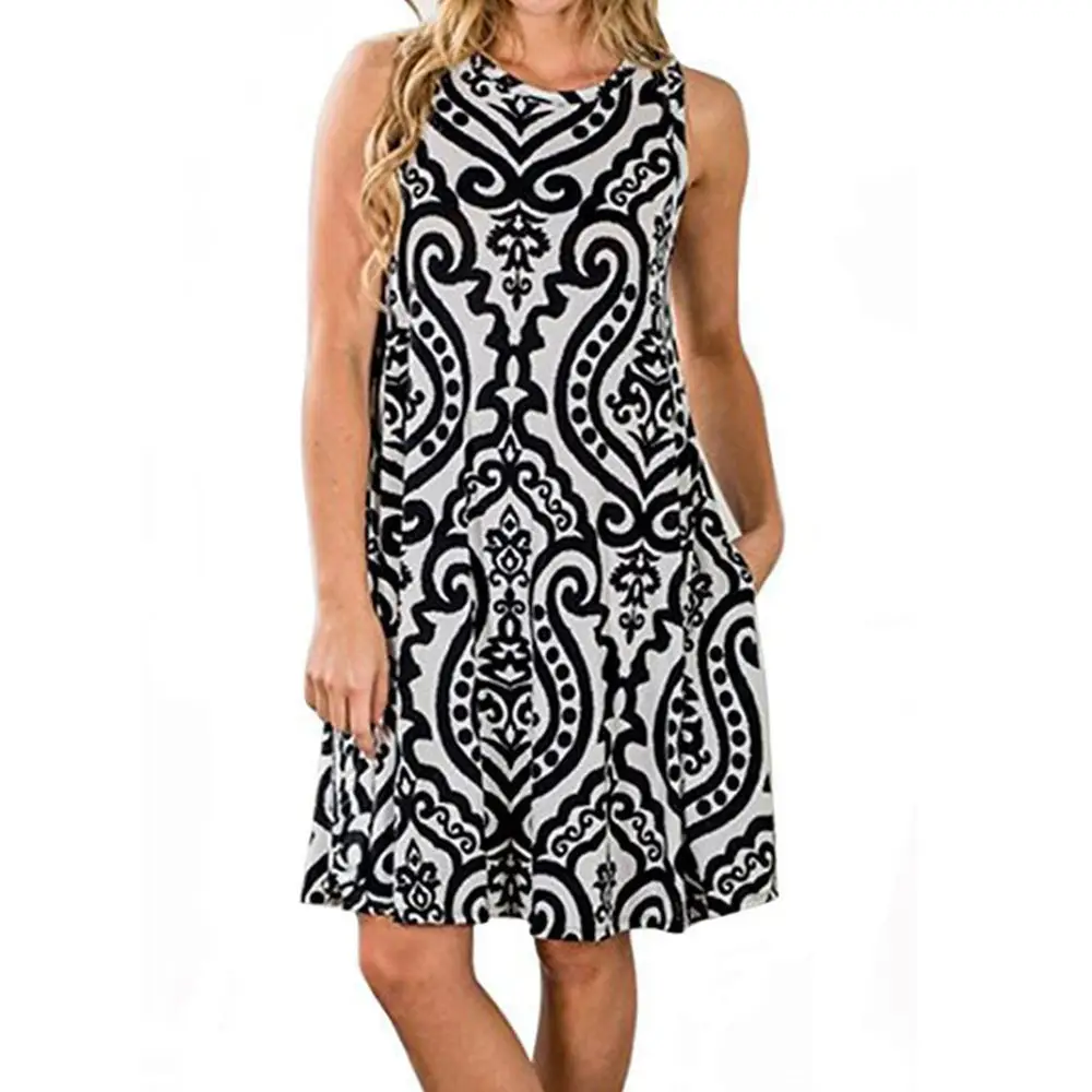 Women's Floral Print Sleeveless Skirt Dress Large Hem - Image 4