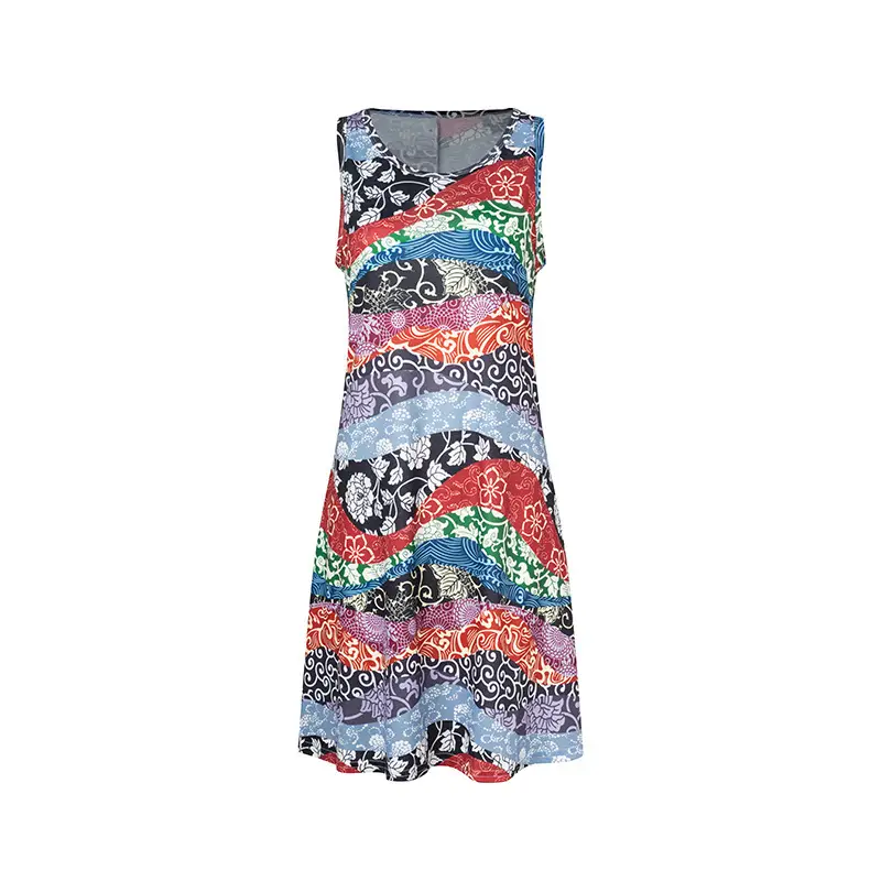 Women's Floral Print Sleeveless Skirt Dress Large Hem - Image 40
