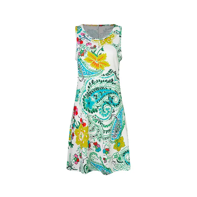 Women's Floral Print Sleeveless Skirt Dress Large Hem - Image 42