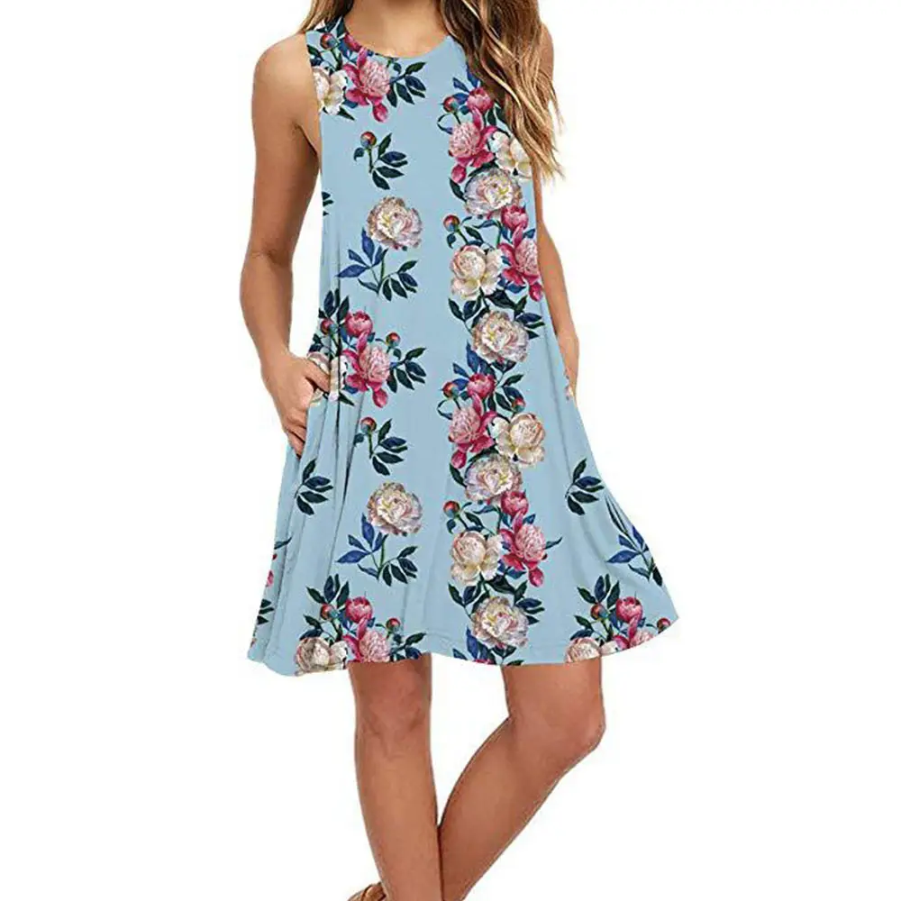 Women's Floral Print Sleeveless Skirt Dress Large Hem - Image 5