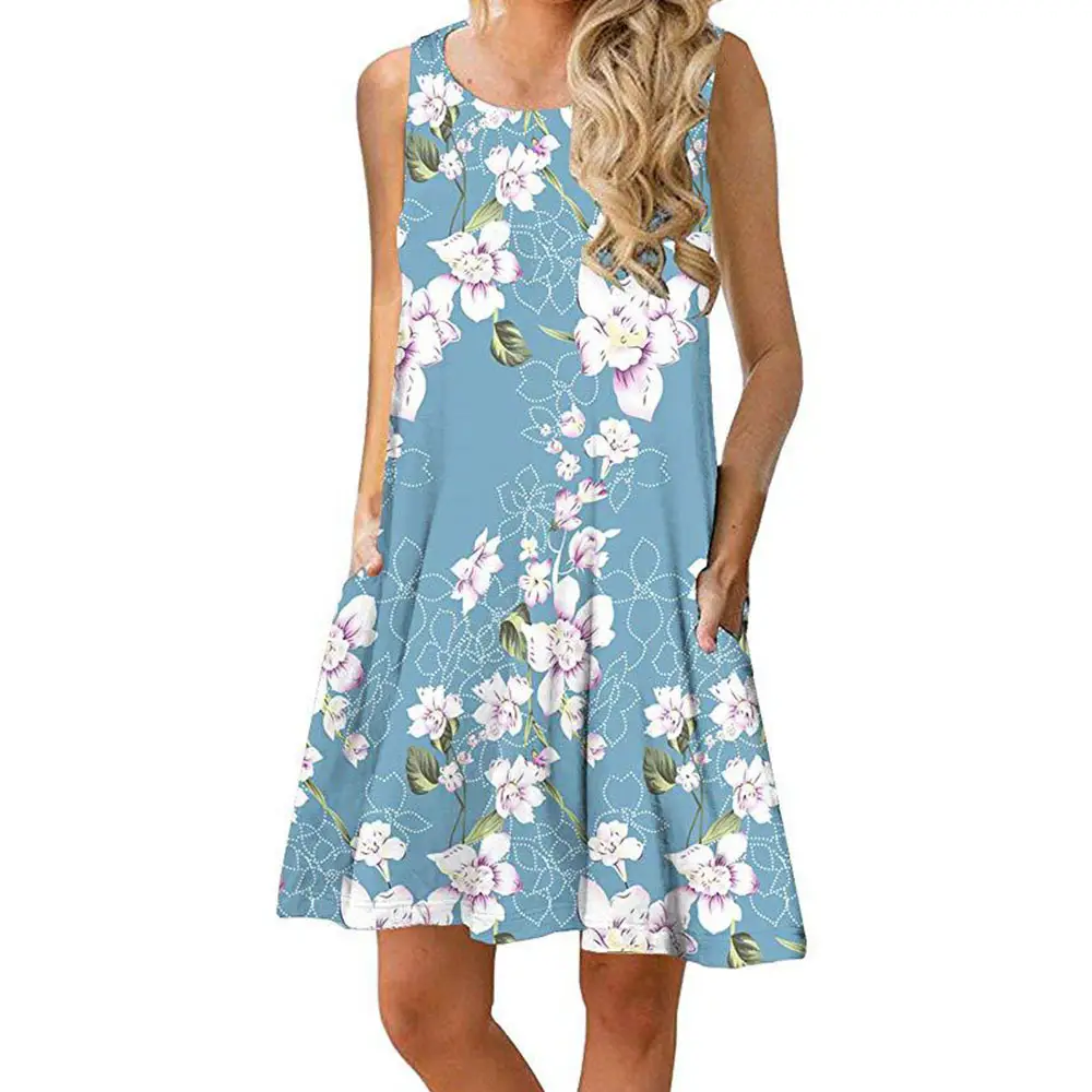 Women's Floral Print Sleeveless Skirt Dress Large Hem - Image 6