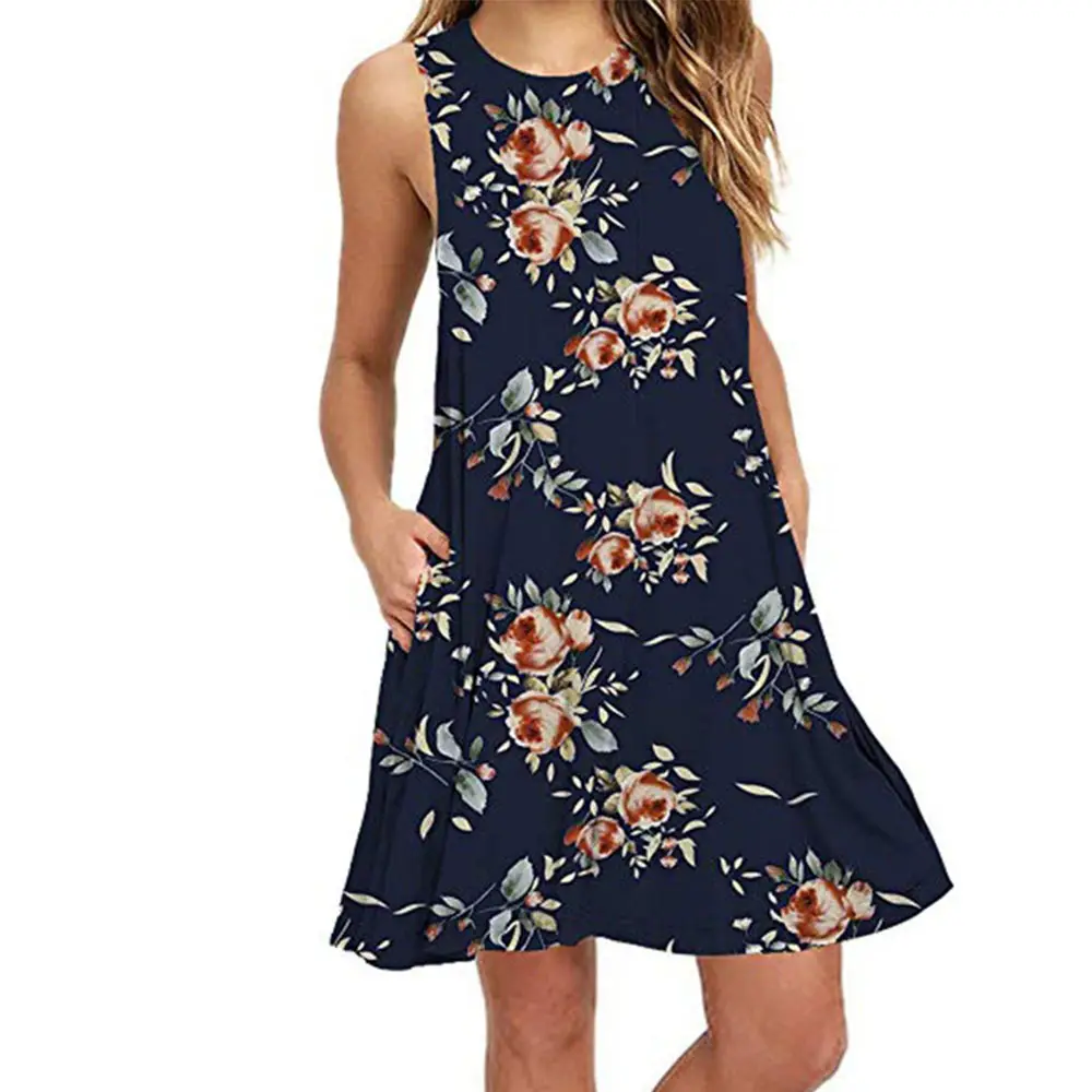 Women's Floral Print Sleeveless Skirt Dress Large Hem - Image 9