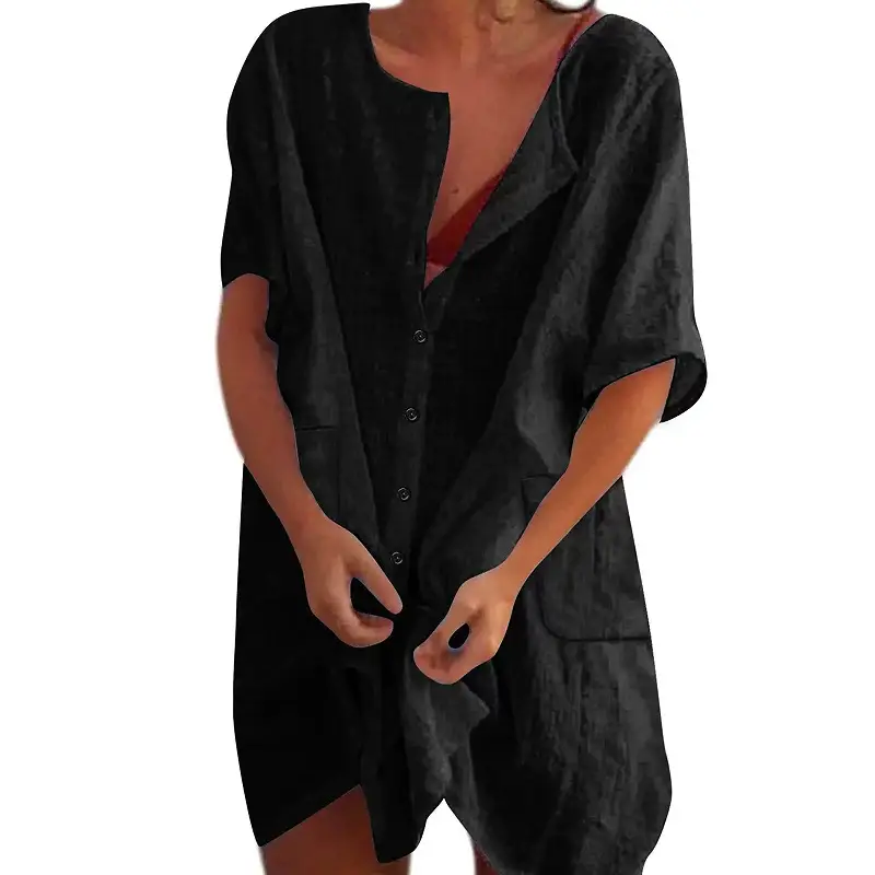 Women's Yellow Cotton Tie-Back Mid-Length Shirt - Image 8