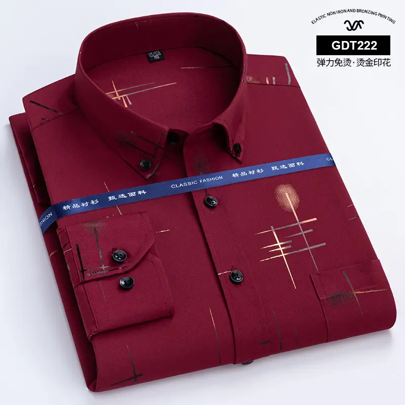Men's Blue Plaid Anti-Wrinkle GDT225 Shirt