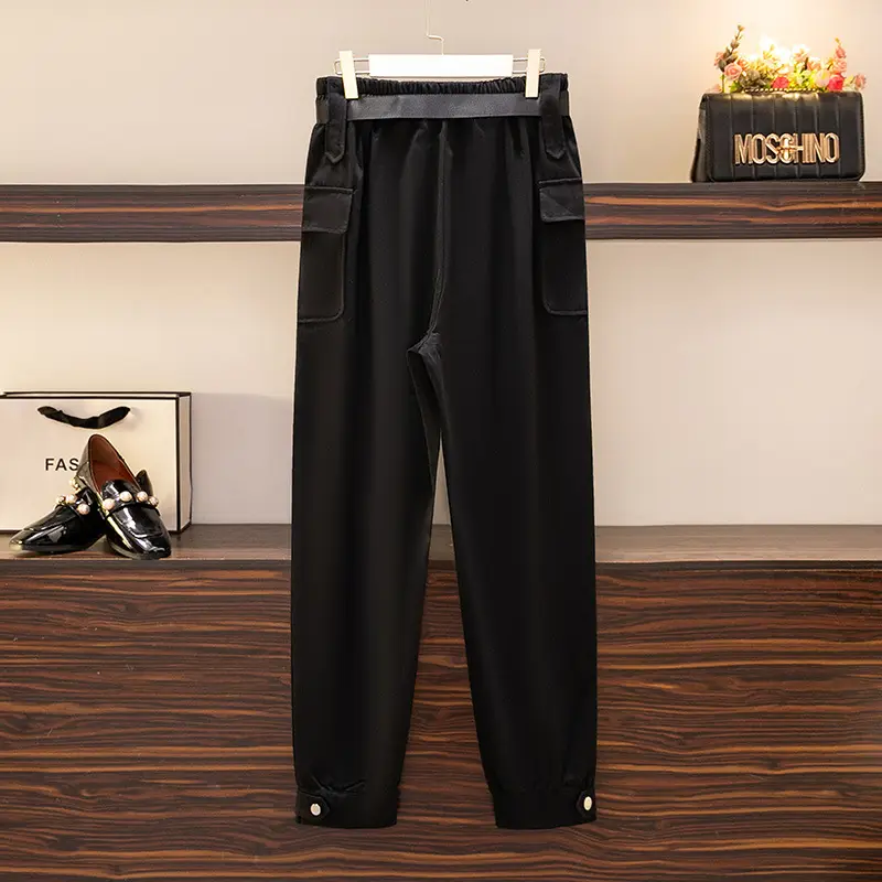 Beige Korean Style Jogger Pants for Plus Size 150kg - Image 5