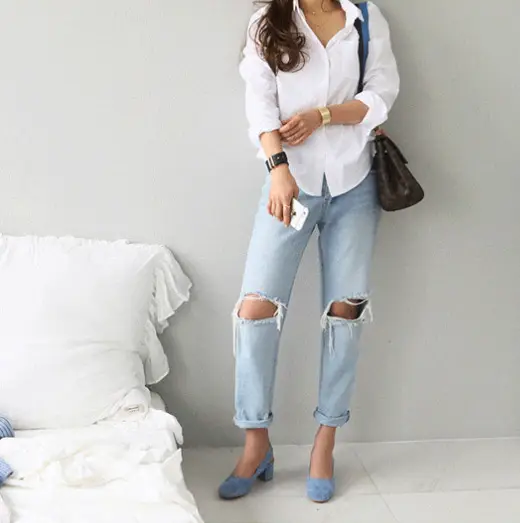 Women White Slim Fit Cotton Long Sleeve Shirt 2025 - Image 4
