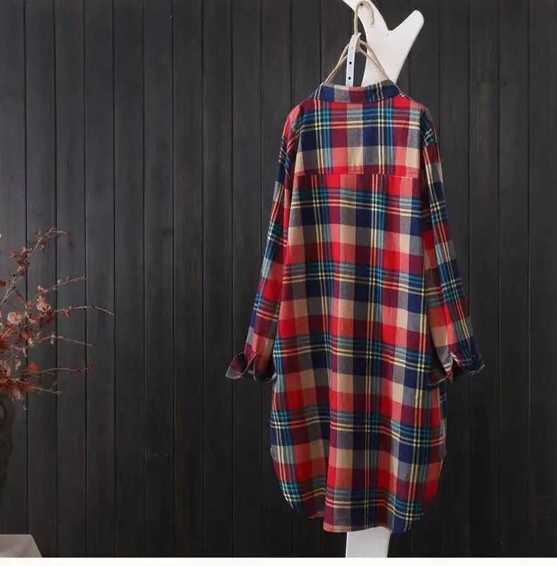 Women Plaid Korean Shirt Long Sleeve Sun Protective Coat Large — feature 4