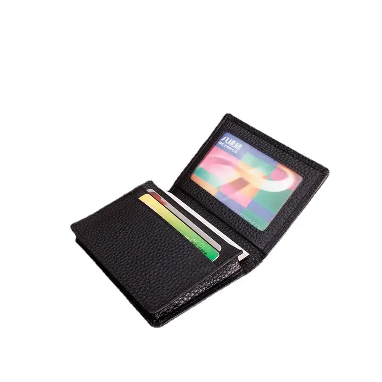 in stock Men's Genuine Leather Business Card Bag Business Litchi Pattern Top Layer Cowhide Business Card Holder Customized LOGO