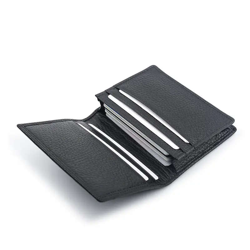 in stock Men's Genuine Leather Business Card Bag Business Litchi Pattern Top Layer Cowhide Business Card Holder Customized LOGO